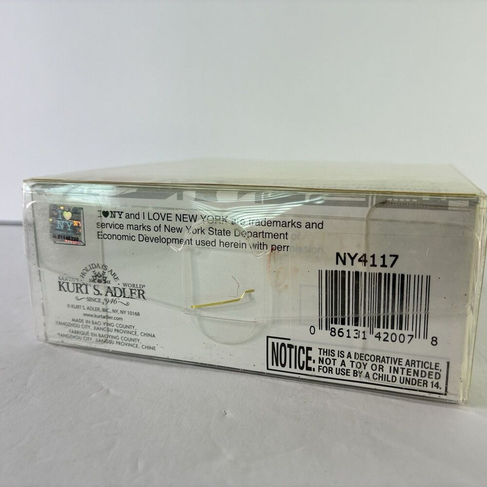 I Love NY New York Christmas Ornament Shopping Bag Package Blown Glass Adler NEW - Picture 5 of 5